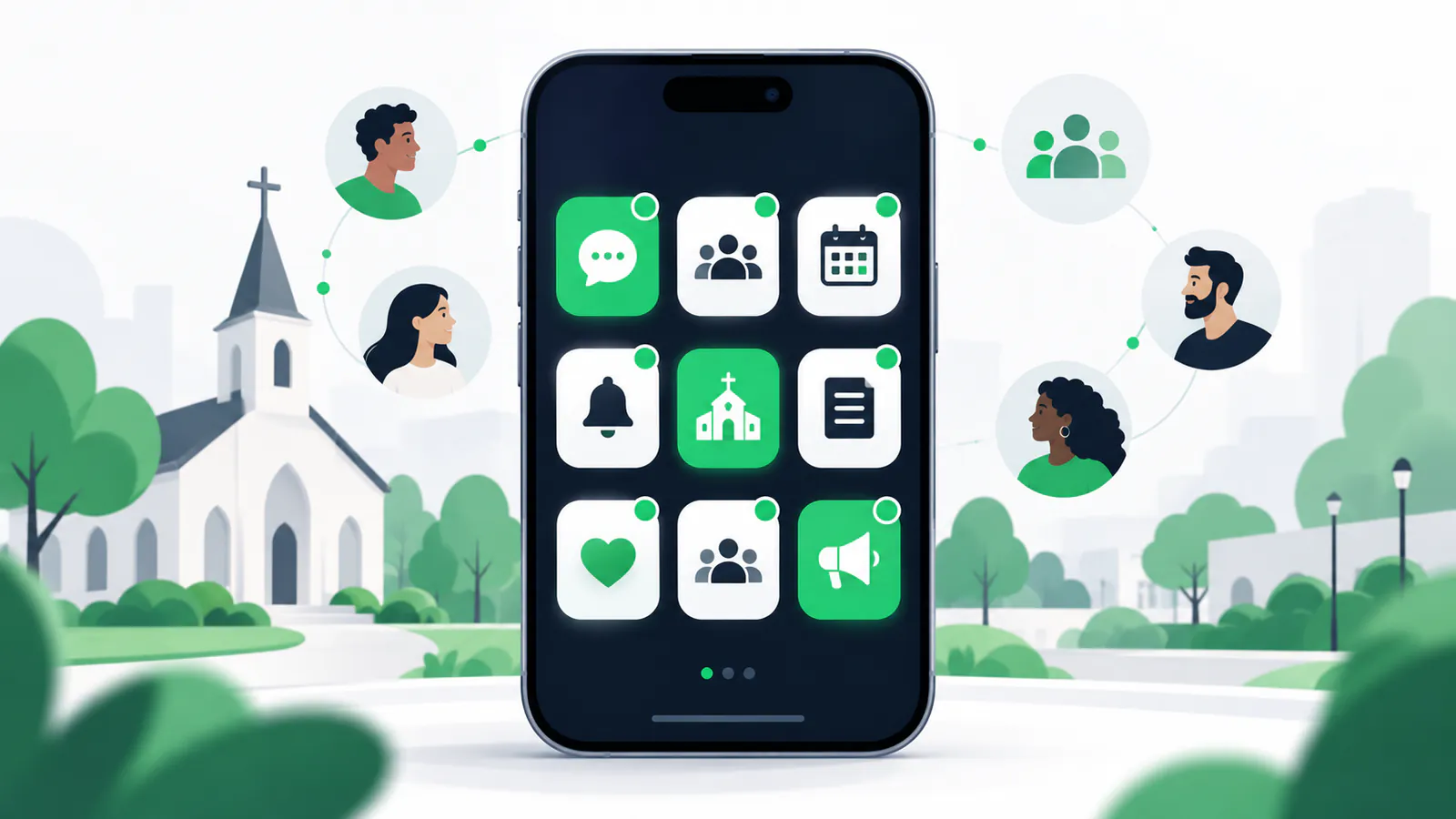 Ícones de notificação distribuídos de maneira equilibrada em um smartphone moderno, simbolizando organização digital.